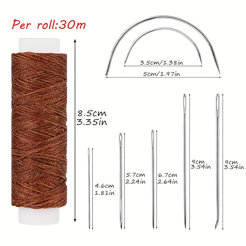 32 Yards Waxed Thread & Leather Needles - Upholstery & Leather Repair