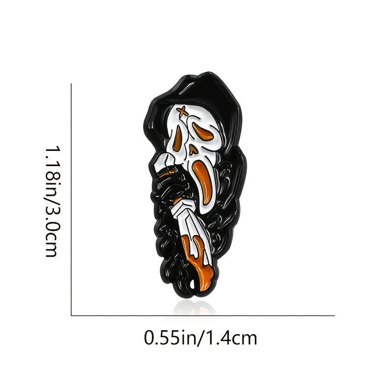 Grim Reaper Skull Brooch Cape Pin