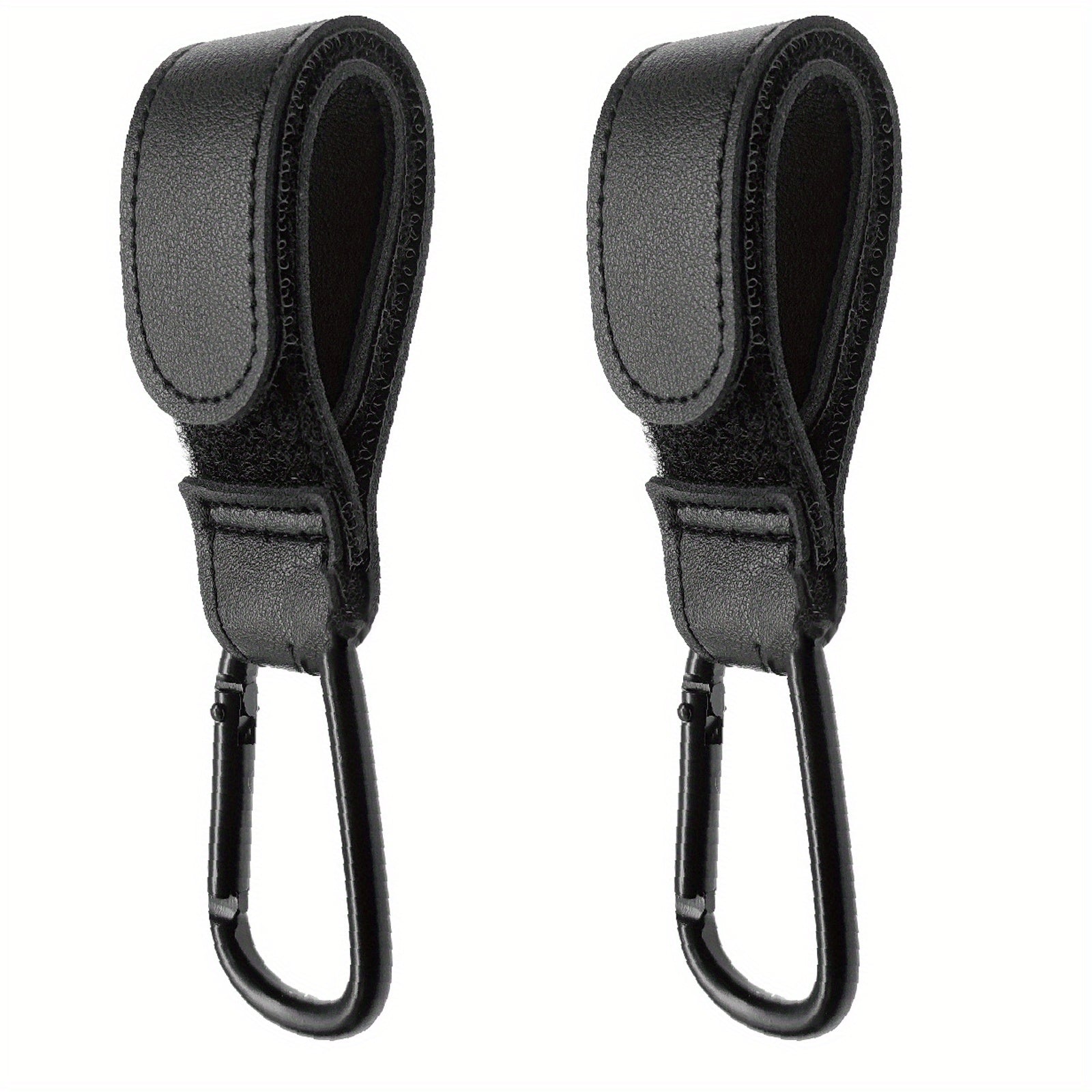 2pcs Leather Stroller Hooks - Heavy Duty Multipurpose with Grocery Shopping Bag