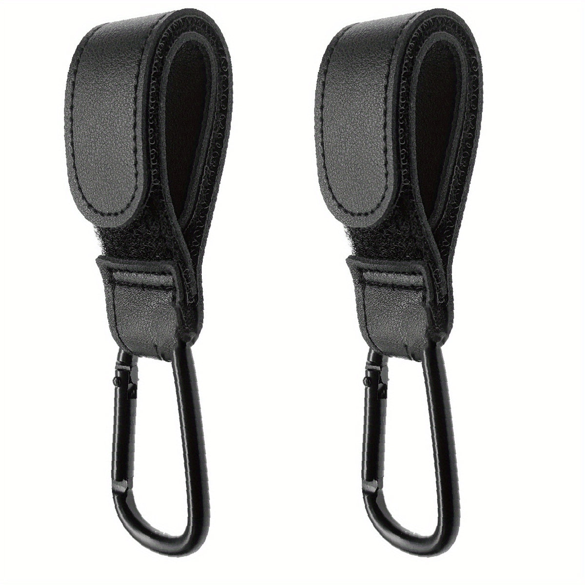 2pcs Leather Stroller Hooks - Heavy Duty Multipurpose with Grocery Shopping Bag