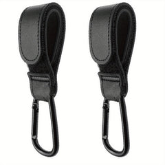 2pcs Leather Stroller Hooks - Heavy Duty Multipurpose with Grocery Shopping Bag
