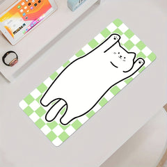 Green Plaid Cat Mouse Pad