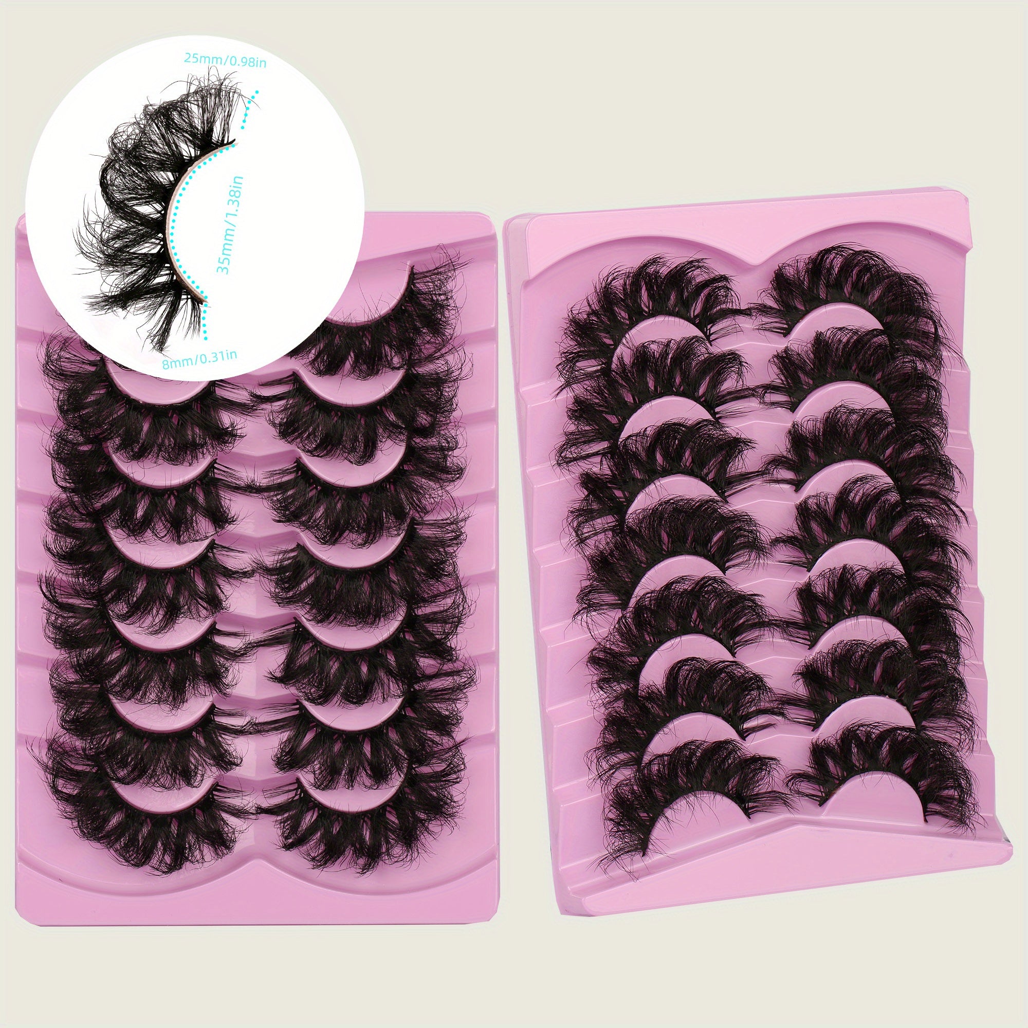 7 Pairs Natural Look Cat Eye Lashes Short Fluffy 3D Faux Mink Strip Lashes