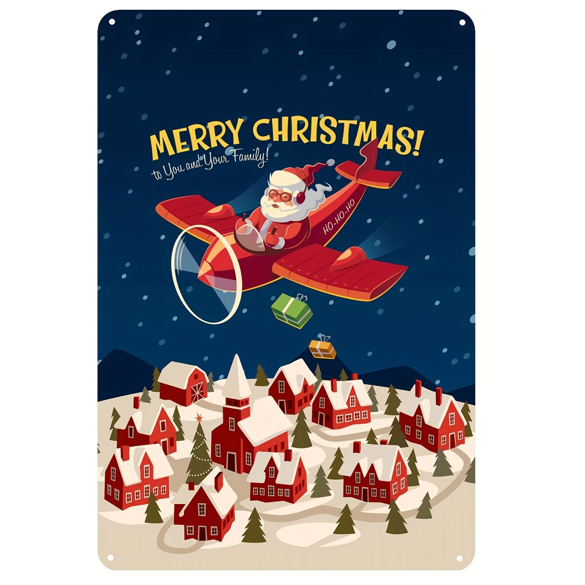 Christmas Metal Tin Sign 8''x12'' Retro Santa Claus Decor Artwork