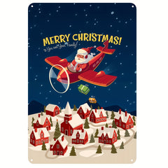Christmas Metal Tin Sign 8''x12'' Retro Santa Claus Decor Artwork