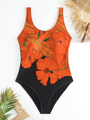 Floral Print Backless One Piece Swimsuit Plus Size Women's Bathing Suit