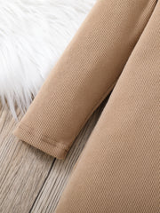 Girls Long Sleeve Stretch Khaki Dress