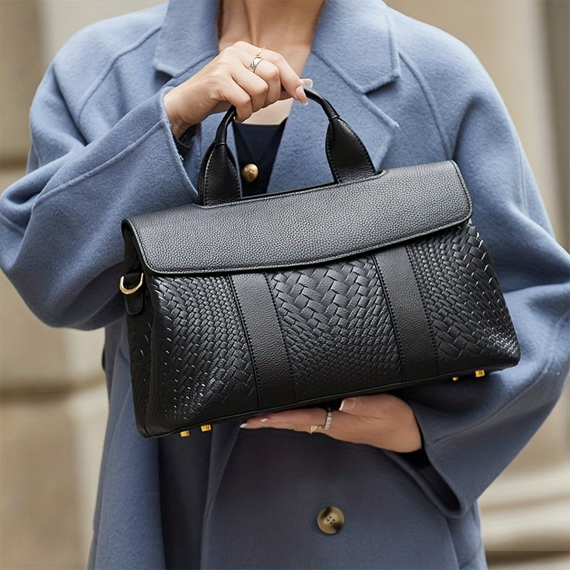 Textured Handbag Flap Satchel Bag Women's Versatile Purse
