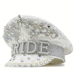 Bride Hat with Rhinestones & Pearls for Bachelorette Party