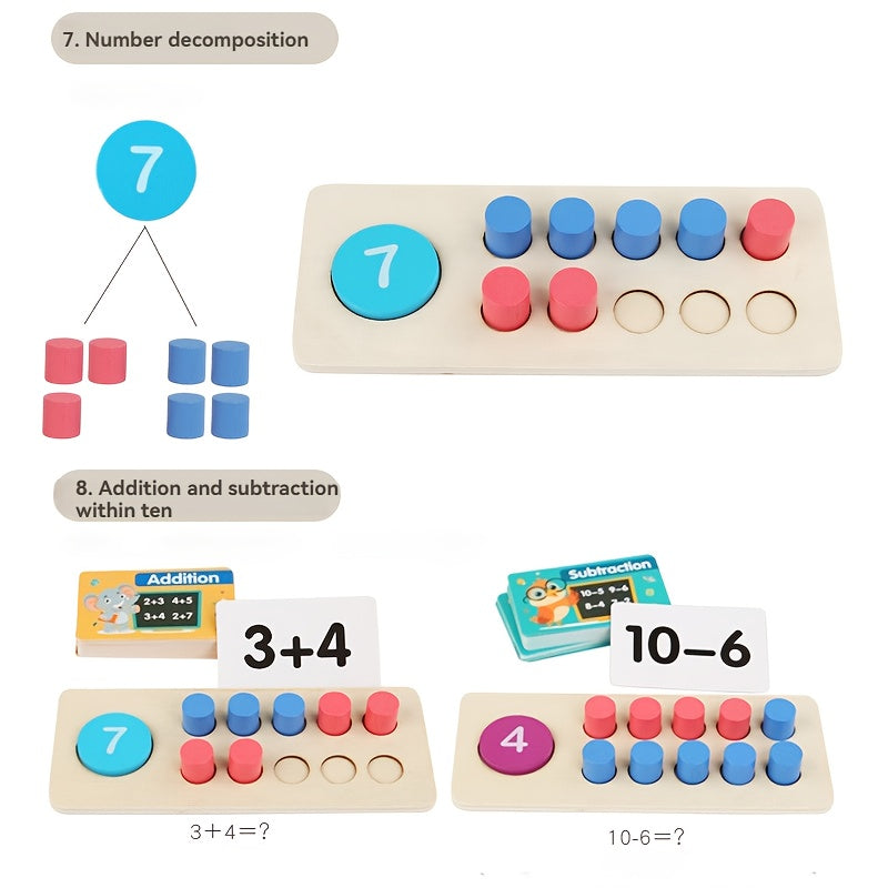 Wooden Ten Frame Math Set for Dual Player Number Learning
