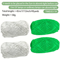 50g Glow In The Dark Yarn Crochet Fluorescent Luminous Scrubby Thread