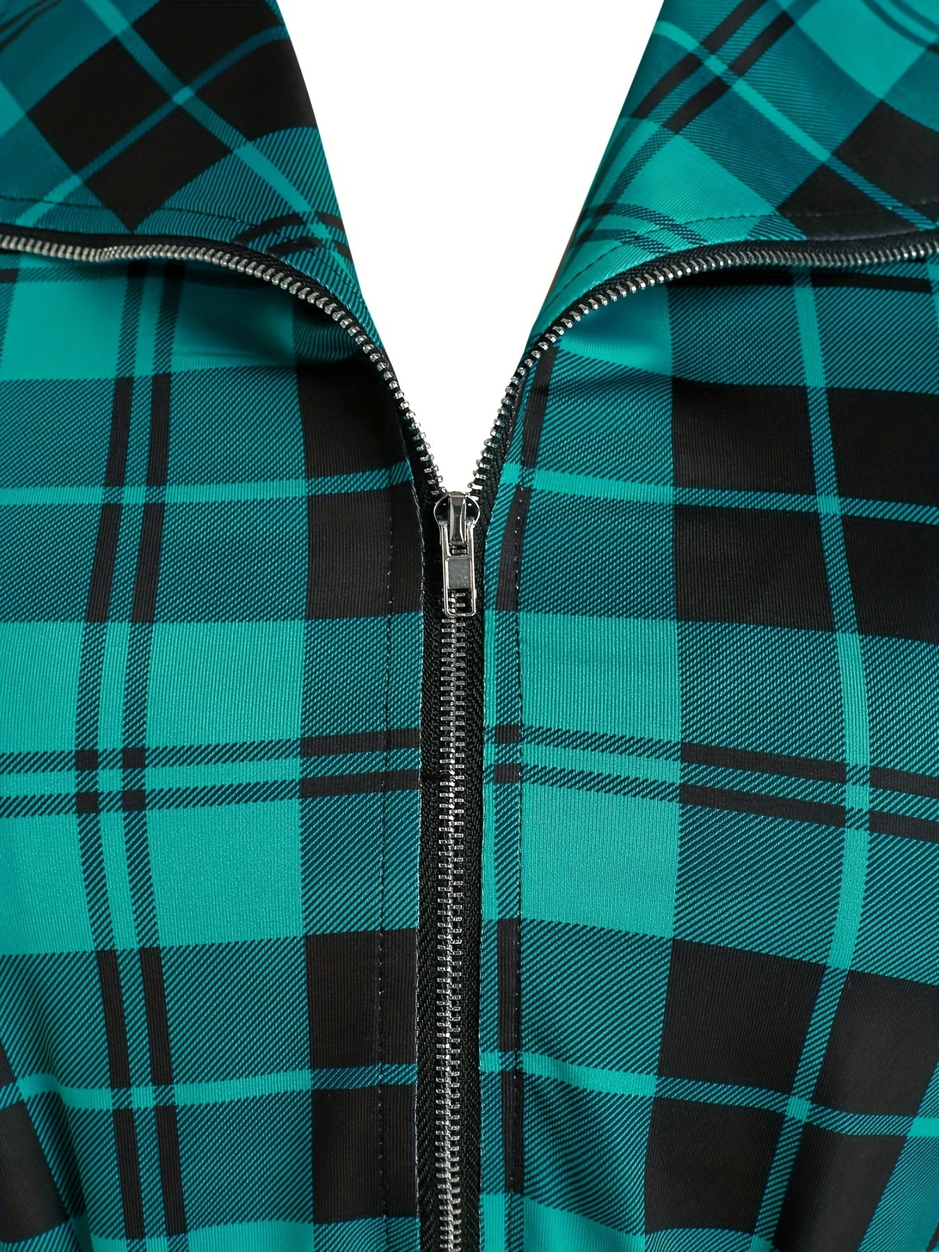  Punk Tank Top Plaid Print Zipper Lace Up Stretch Peplum Tank