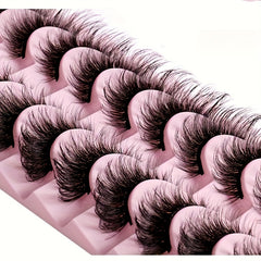 10 Pairs Fox Eye Lashes Layer Thick Volume Faux Mink Lashes 8D Cat Eye Lashes