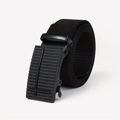 Men's Stripe Pattern Nylon Webbing Belt with Auto Slip Buckle