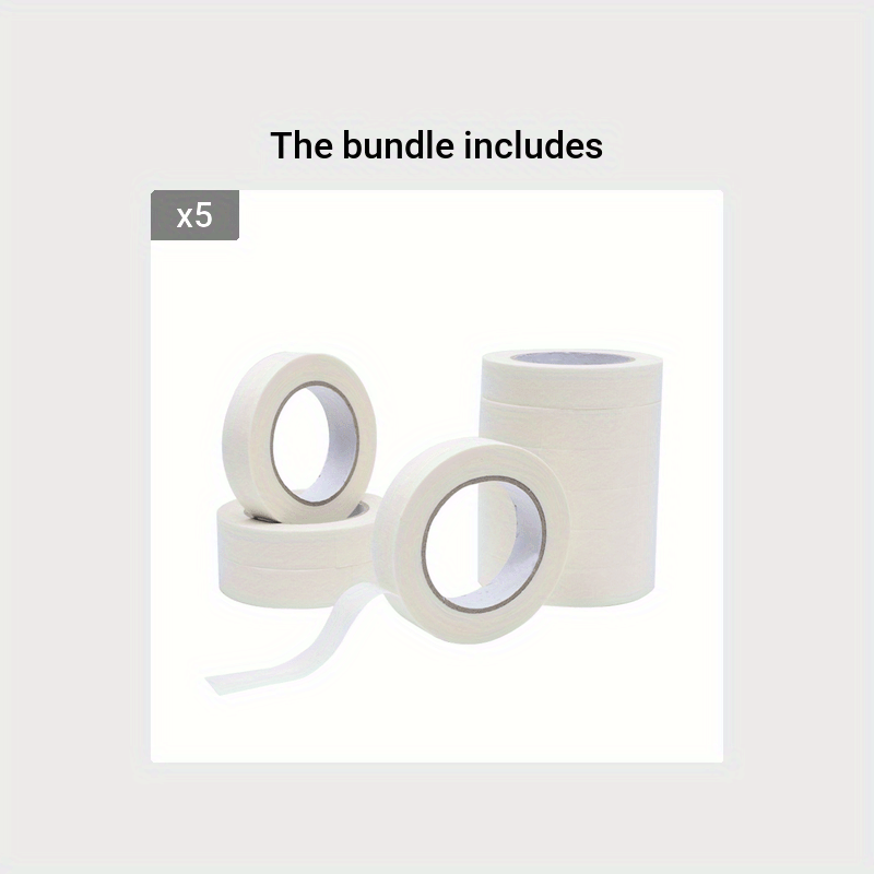 5pcs Masking Tape Beige 1.19cm x 2000.0cm for Painting Home Office School