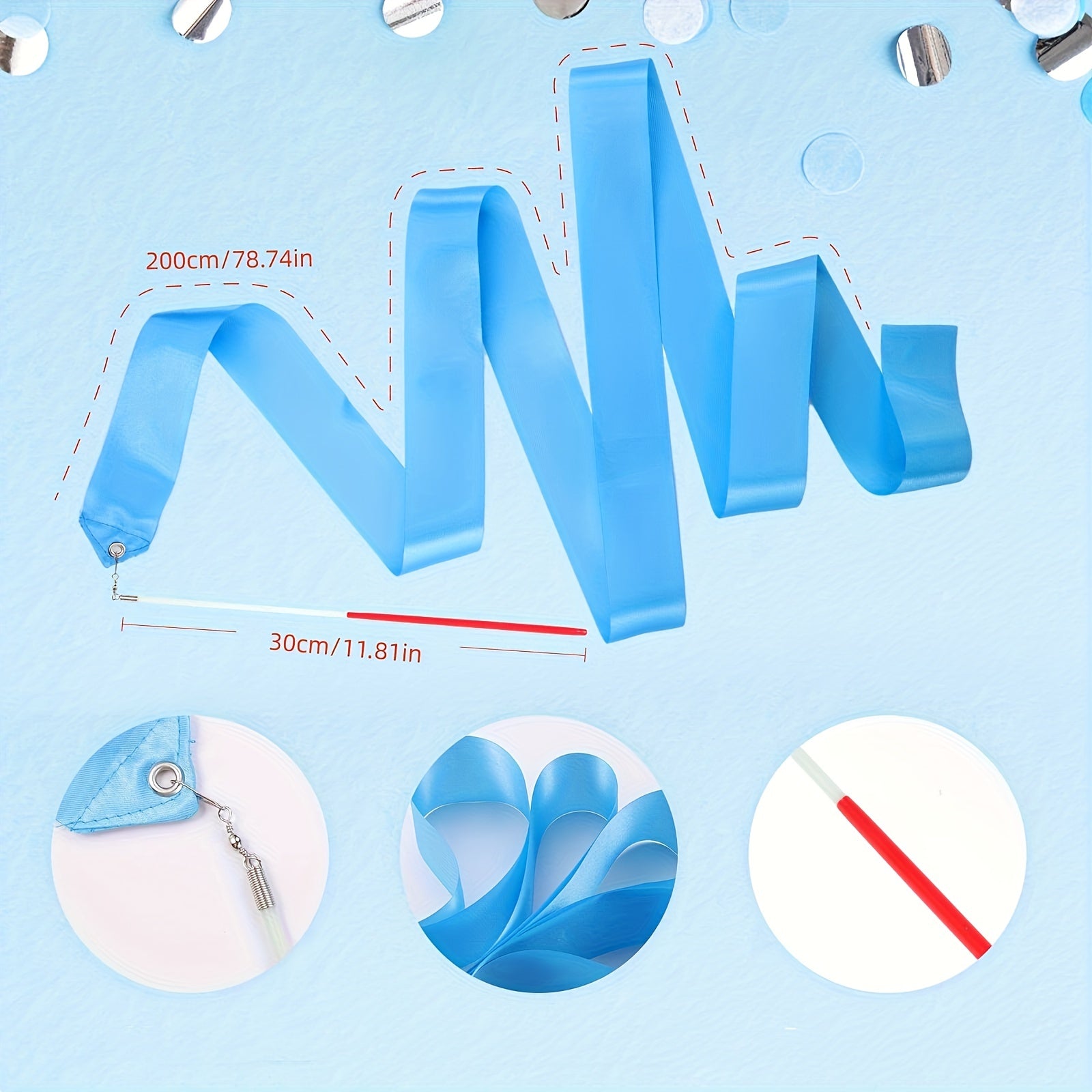 14pcs Dance Ribbon Streamer Rhythmic Gymnastics Ribbon Wand