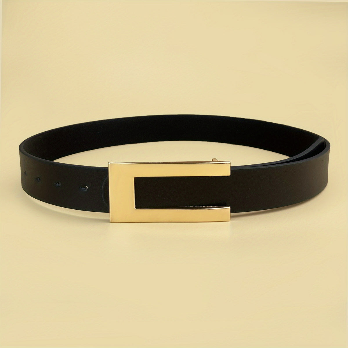 Geometric C Buckle Belt Vintage Solid PU Belt