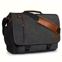 17 Inch Laptop Messenger Bag Waterproof Canvas Shoulder Strap Durable