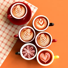 6pcs Double Coffee Cup Set, Plate & Spoon, Various Patterns