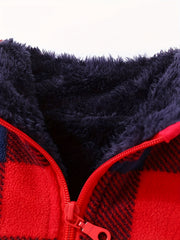 Toddler Baby Boys Plaid Zipper Vest Fleece Jacket Winter Outwear