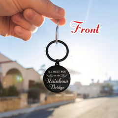 Rainbow Bridge Pet Memorial Metal Engraved Keychain