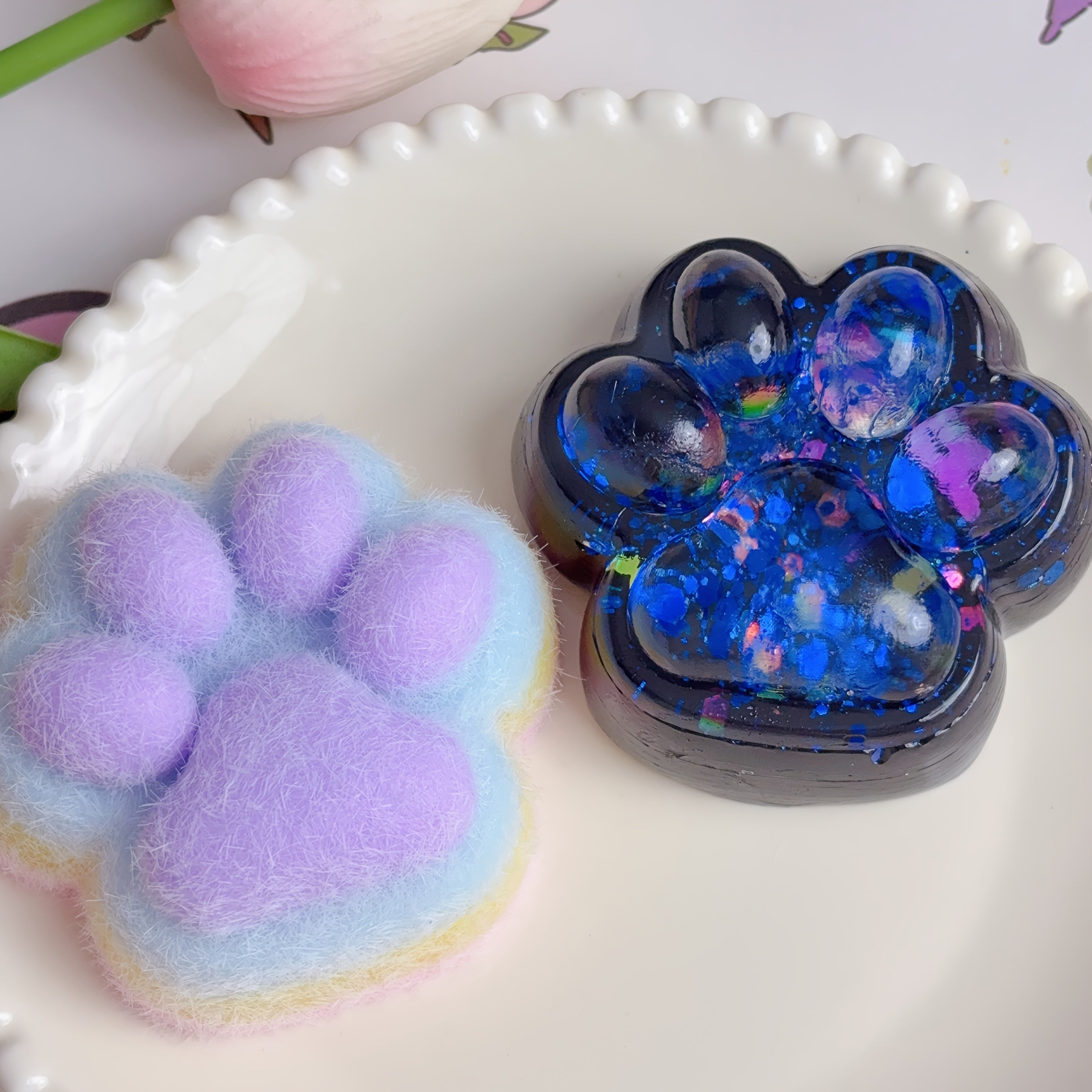 Rainbow Purple Cat Paw Toy Desk Decoration