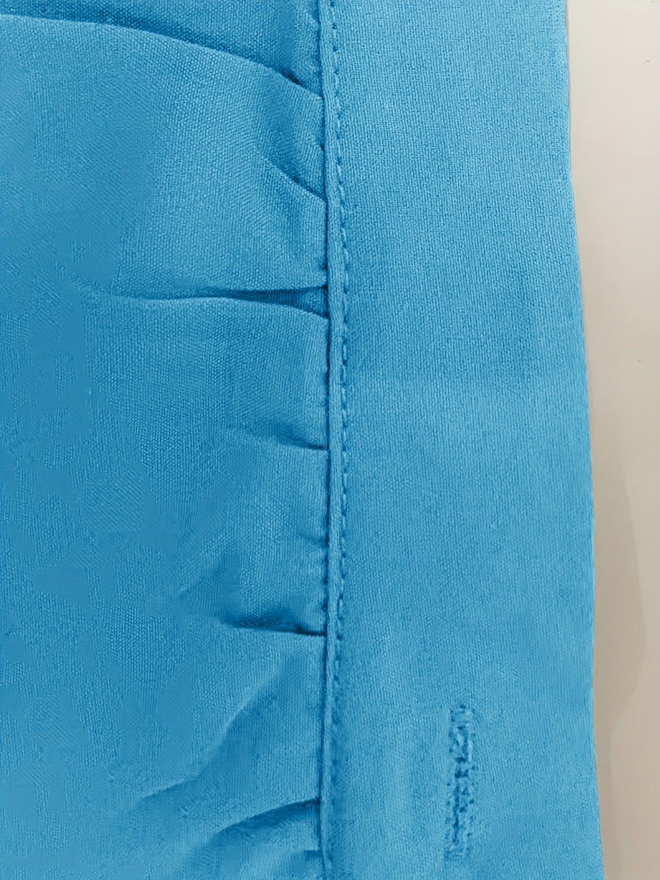  Solid 3/4 Sleeve Mock Neck Blouse