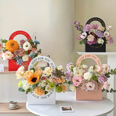 4pcs Portable Flower Basket Paper Bouquet Box Packaging Bag