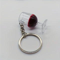 Resin Red Wine Cup Keychain Novelty Charm Pendant