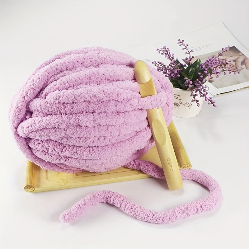 Chunky Chenille Blanket Yarn DIY Kit - Cozy Cushion - Large Thick Ice Bar Line
