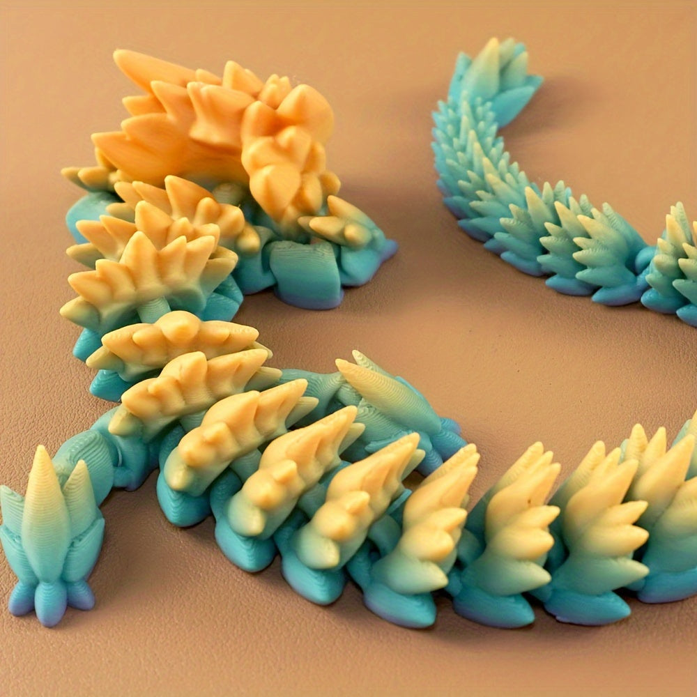 BISAVCH 3D Printed Flexible Dragon Statue Candy Rainbow High Plastic Art Desk