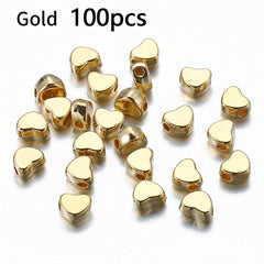 100pc Love Heart CCB Bead Gold Plated Spacer Jewelry Making DIY Charms