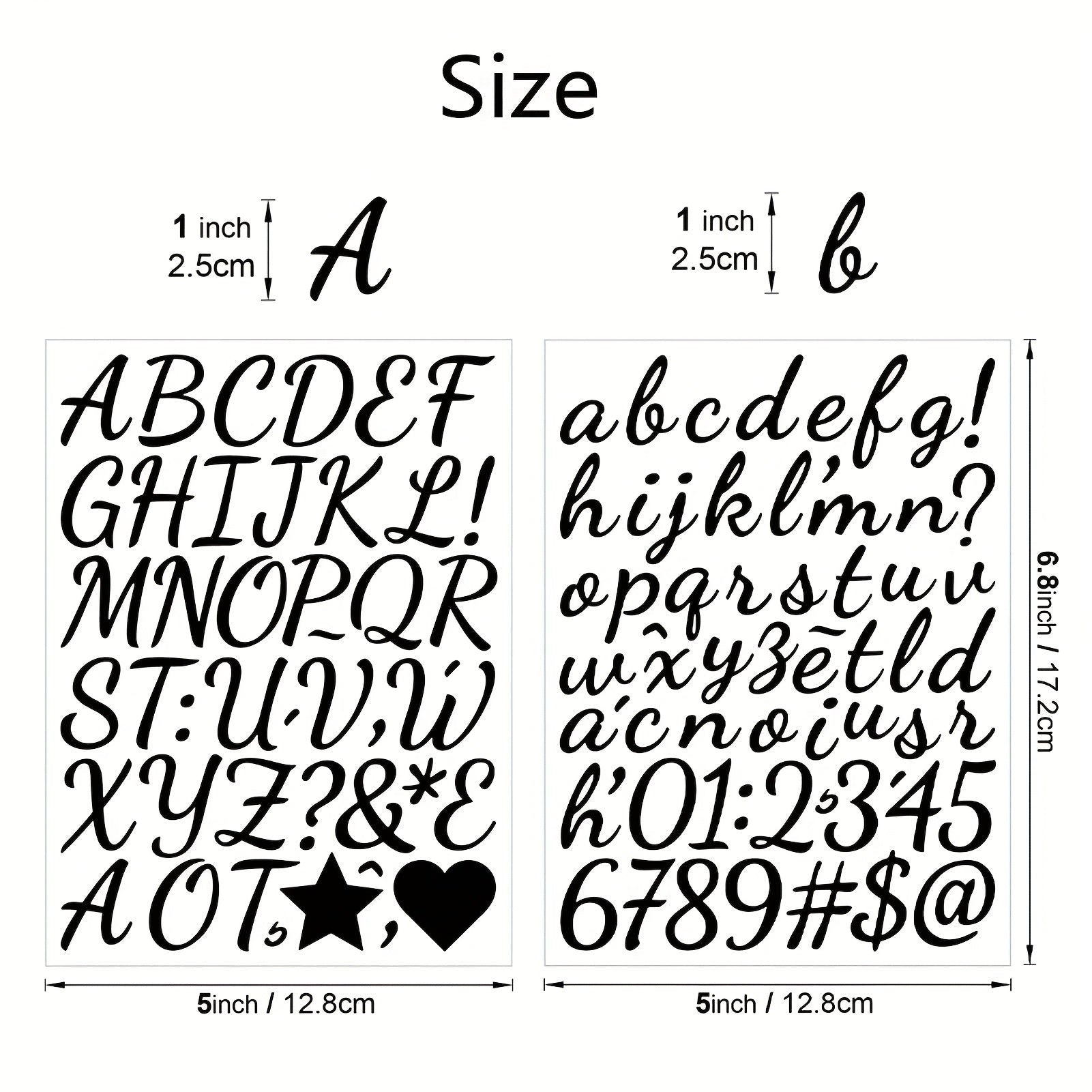 Vinyl Cursive Letters & Numbers Stickers Set 2 DIY Alphabet Decals
