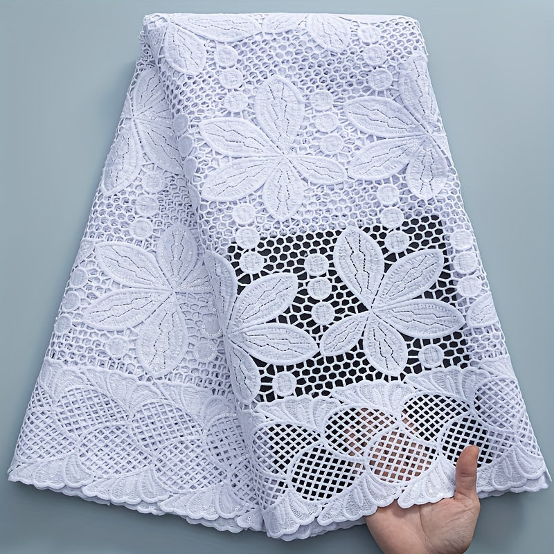 1pc African Guipure Cord Lace Fabric 4.57m for Wedding Party Dresses