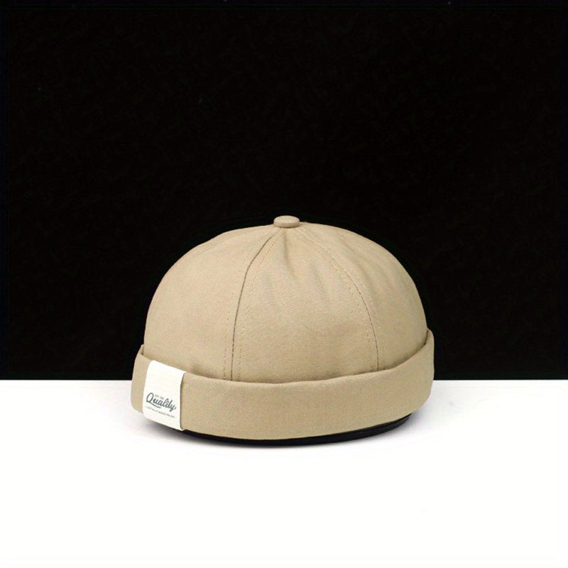 Cloth Label Docker Hat Brimless Skull Cap Vintage Beanie Cap
