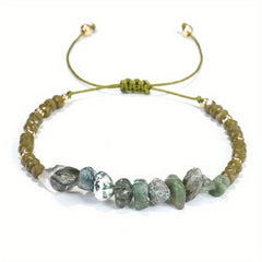 Colorful Crushed Stone Beads Braided Yoga Bracelet