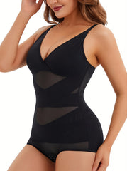 Women's V Neck Compression Tummy Control Shapewear Bodysuit