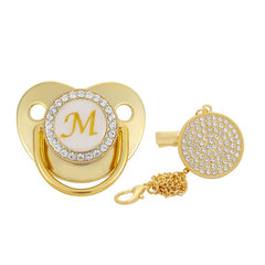 Golden 26 Letter Baby Pacifier with Rhinestone