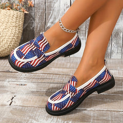 Women's Flag Pattern Loafer Casual Slip On Flat Shoes