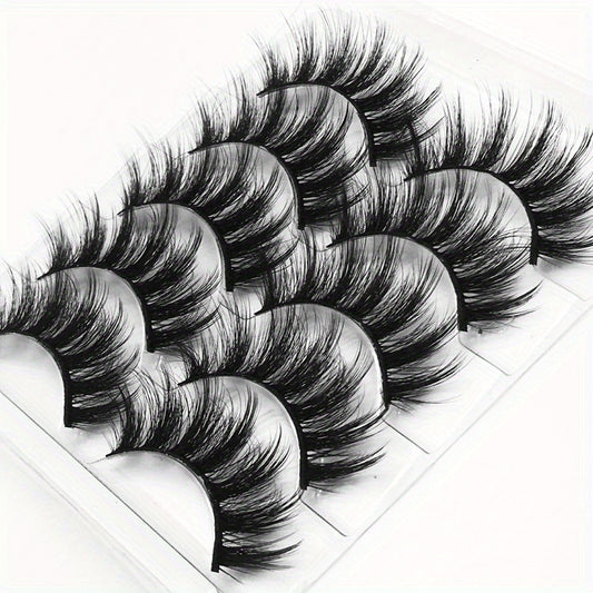 5 Pairs Wispy Fluffy Mink Eyelashes Set Thick Volume False Eye Lashes