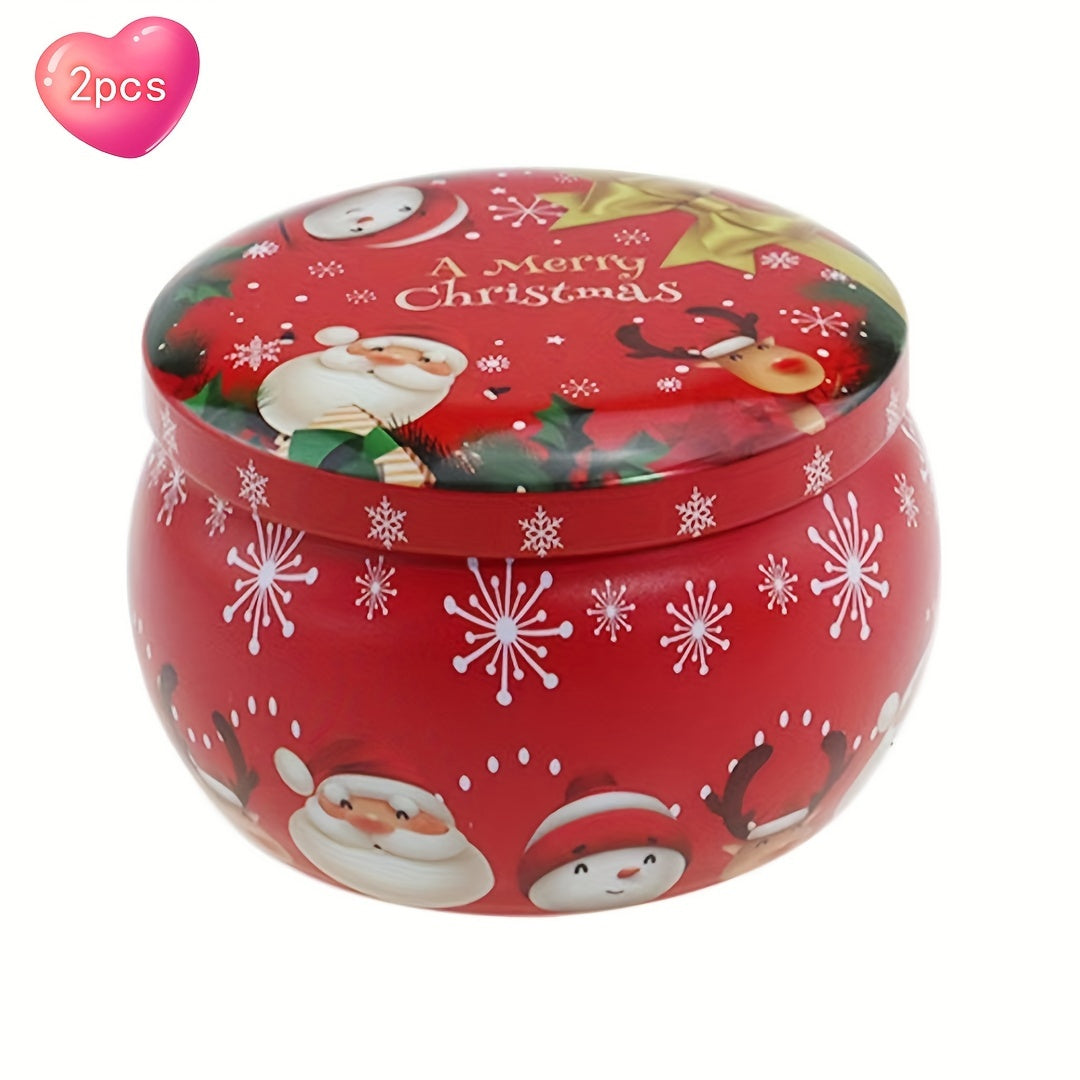 2pcs Iron Box Fragrance Candle Jar Round Tin Flower Tea Candy Box