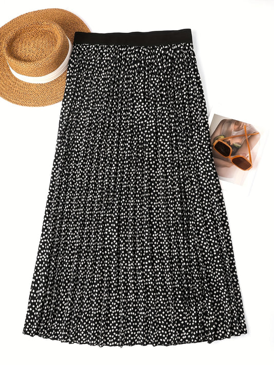 Dot Print High Rise Maxi Skirt