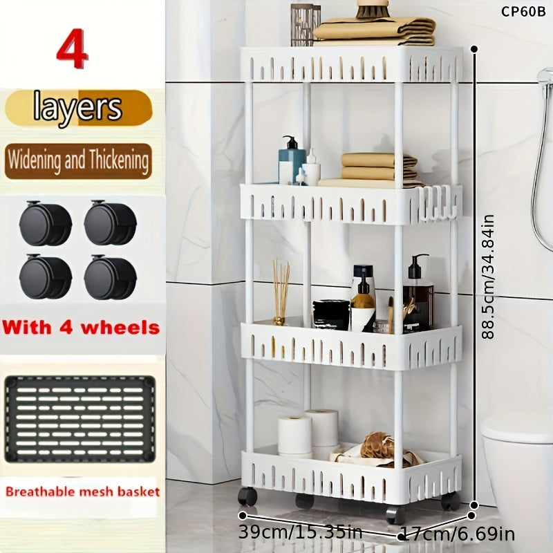 Plastic Storage Cart 4 Layers Multifunctional Garage Rack