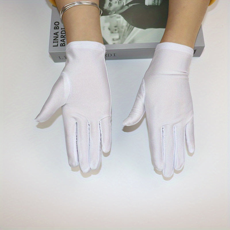 Bright Satin Solid Gloves Casual Sunscreen Driving Cycling Gloves Short