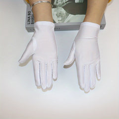 Bright Satin Solid Gloves Casual Sunscreen Driving Cycling Gloves Short