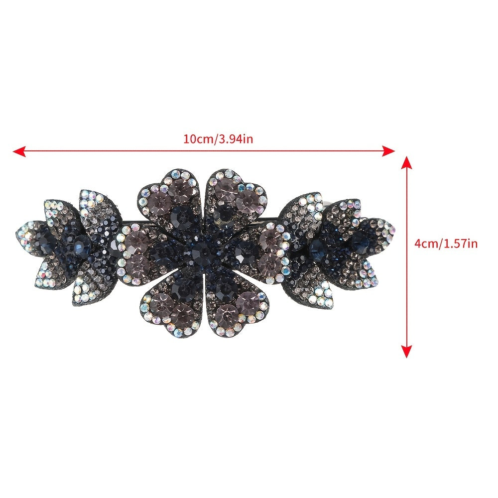 Rhinestone Flower Hair Clip Colorful Barrette Hair Accessories For Women