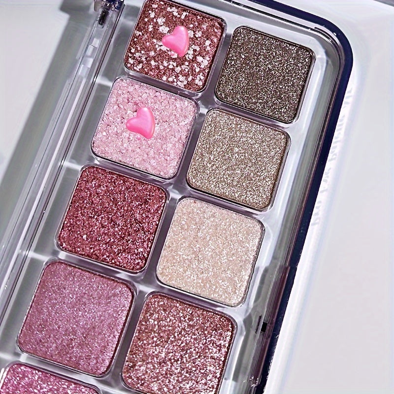 12 Sparkle Eyeshadow Palette Shimmering Colors Brown C