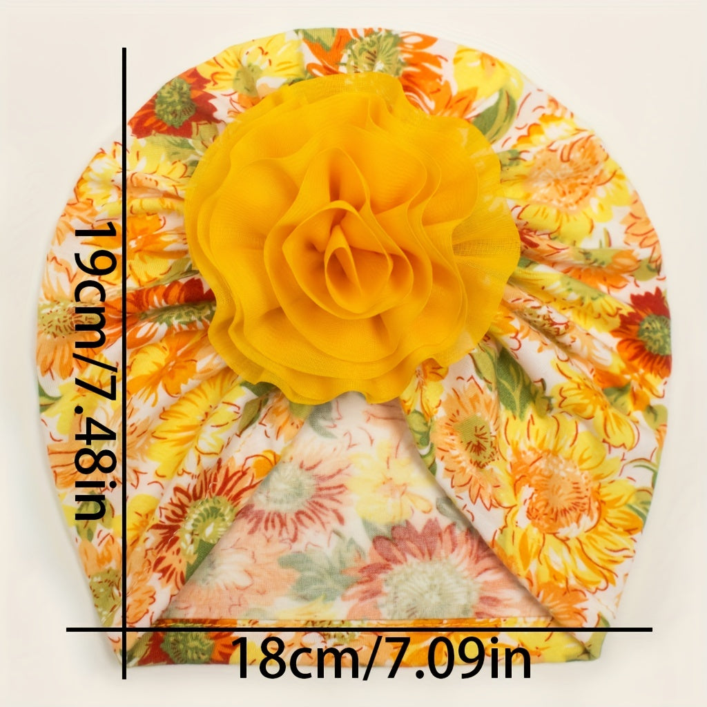 Chiffon Double Floral Baby Headscarf For 0-3 Years