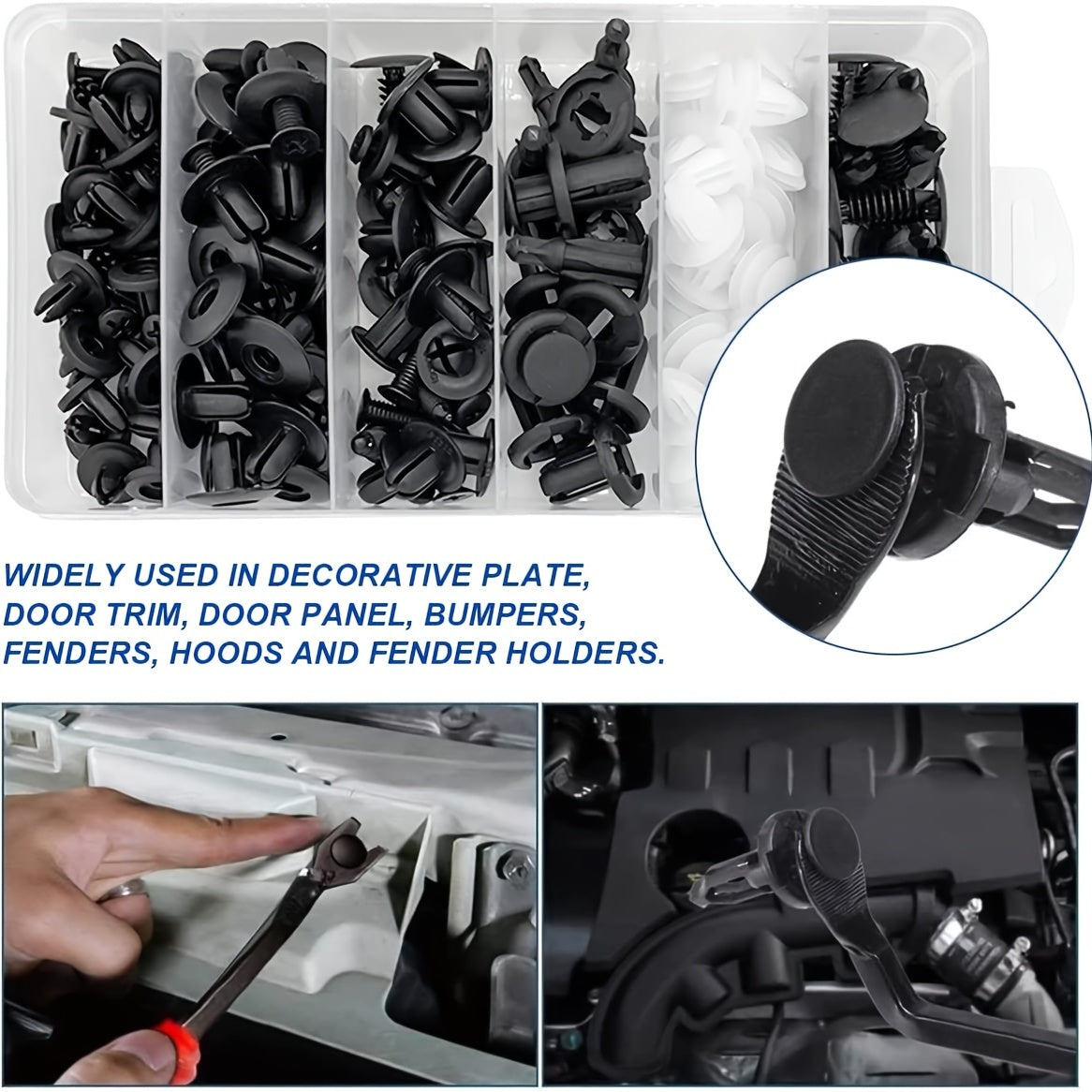 Car Retainer Clips Set 100PCS 6 Sizes Auto Door Trim Panel Bumper Push Rivet Cli