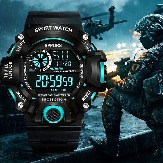 Casual Digital Screen Silicone Watchband Multifunctional Electronic Watch